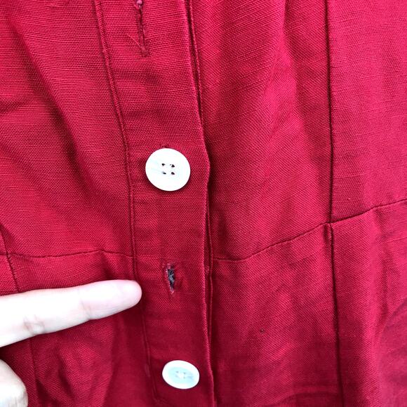 Rails Teresa Button Front Wide Leg Jumpsuit M Sleeveless Scoop Neck Tie Back Red - Picture 6 of 7